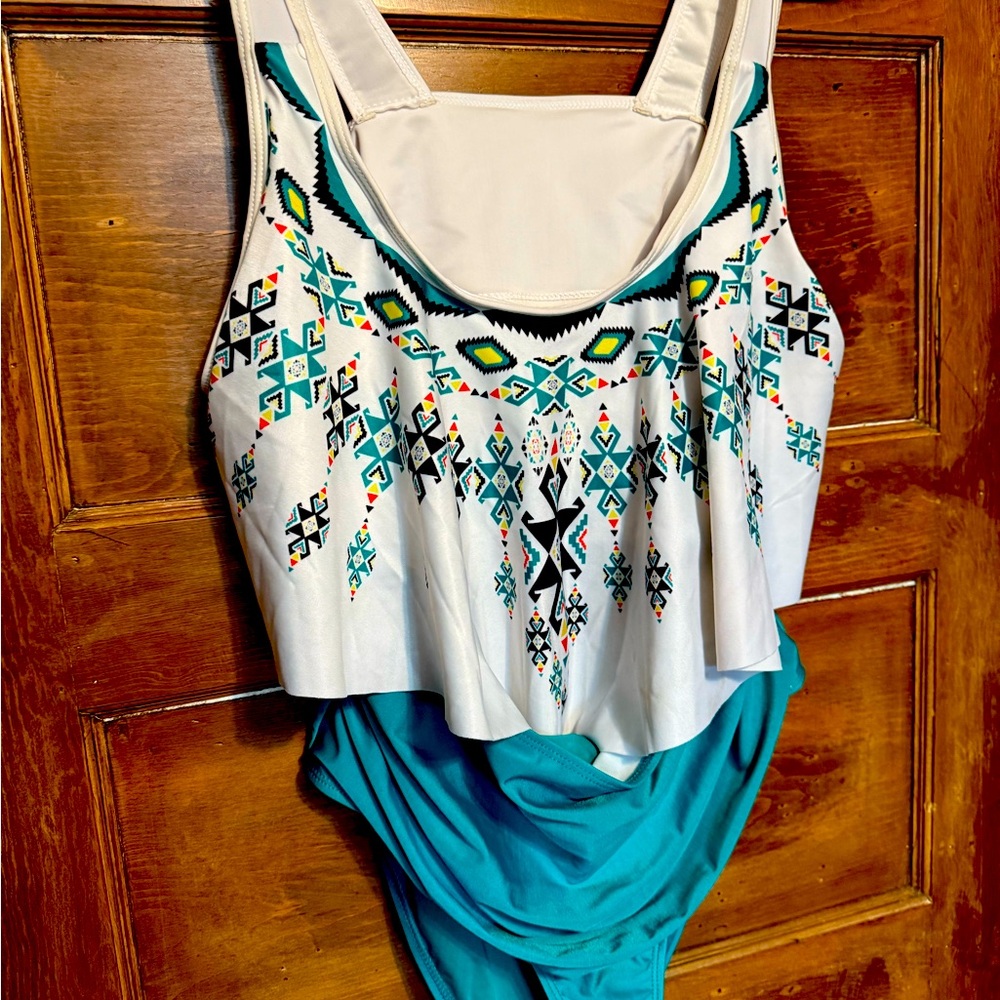 Patterned Blue and White Bikini